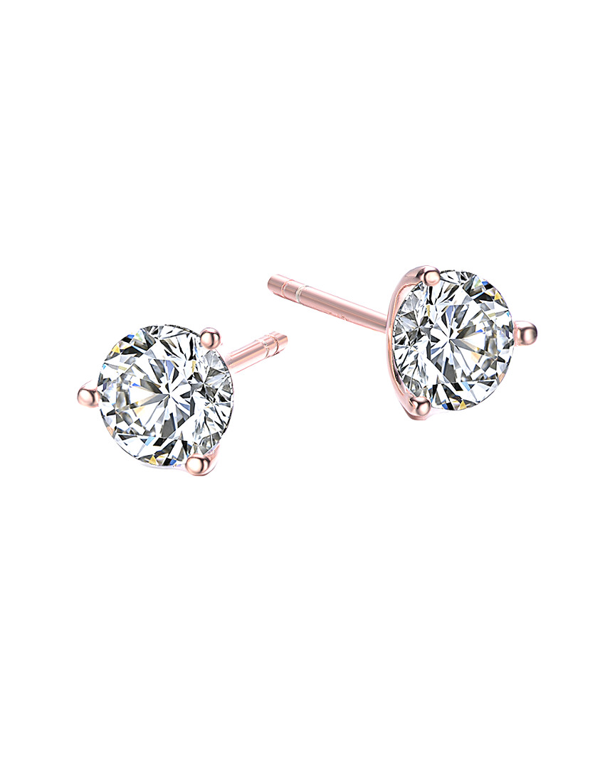 Genevive 14k Rose Gold Vermeil Cz Stud Earrings