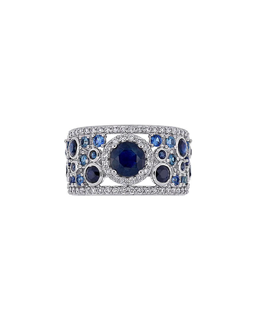 Rina Limor 14k 3.20 Ct. Tw. Diamond & Blue Sapphire Ring