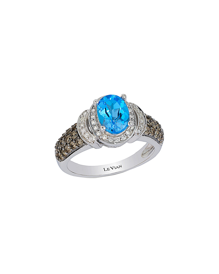 Image of Le Vian K . ct. tw. Diamond & Blue Topaz Ring