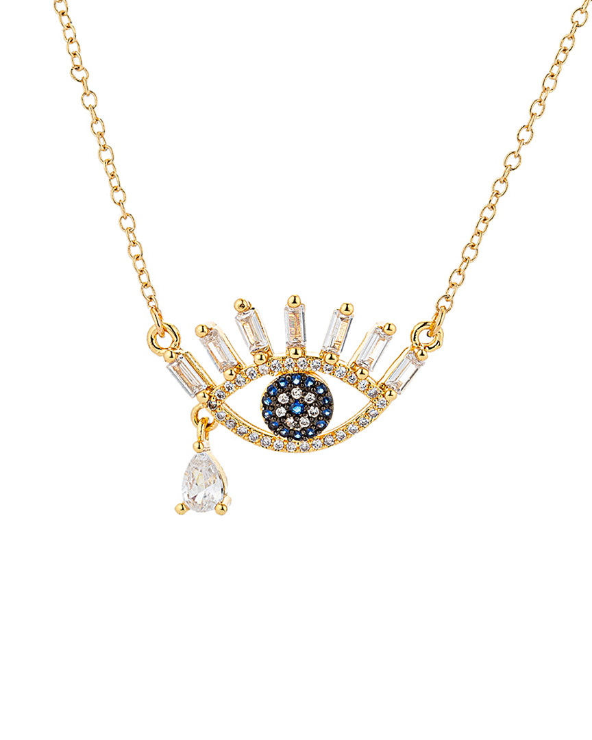 Eye Candy La Luxe Collection 14k Over Silver Cz Drop Necklace