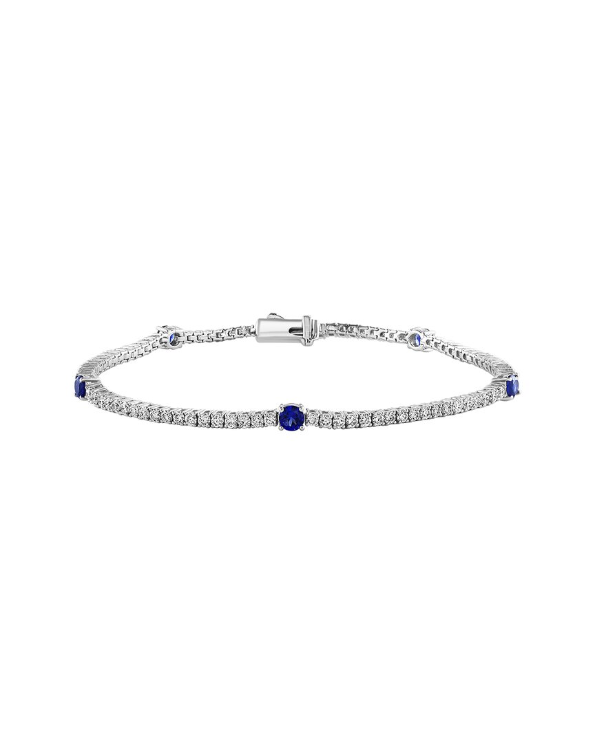 Effy Fine Jewelry 14k 2.61 Ct. Tw. Lab-grown Diamond & Lab-grown Sapphire Bracelet In Metallic