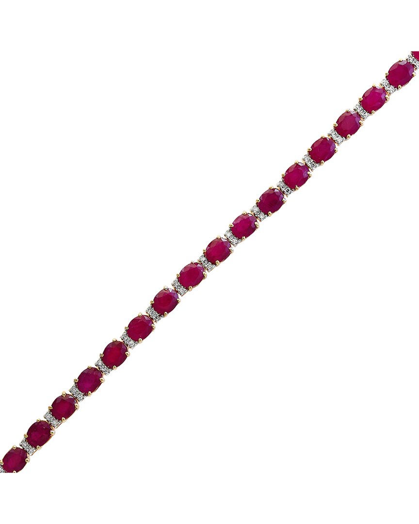 Effy Fine Jewelry 14k 12.21 Ct. Tw. Diamond & Ruby Bracelet In Metallic