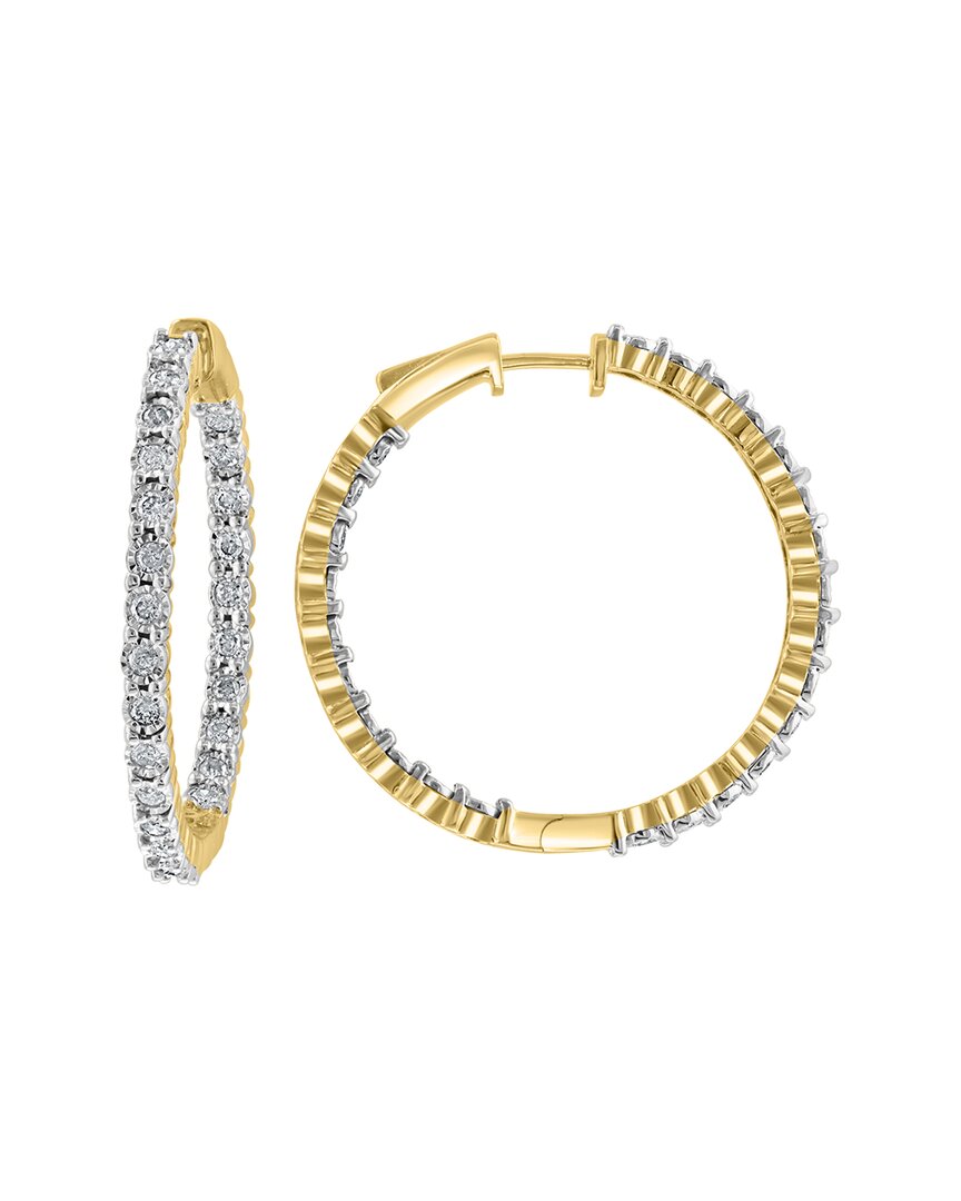 Effy Fine Jewelry Gold Over Silver 1.08 Ct. Tw. Diamond Earrings In Gold