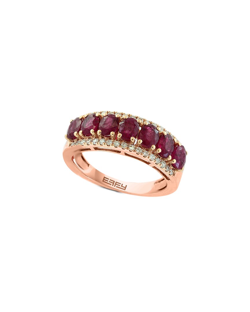 Effy Fine Jewelry 14k Rose Gold 2.25 Ct. Tw. Diamond & Ruby Ring In Gold