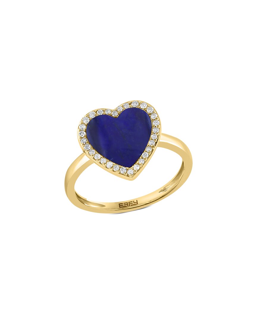 Effy Fine Jewelry 14k 1.73 Ct. Tw. Diamond & Lapis Lazuli Ring In Gold