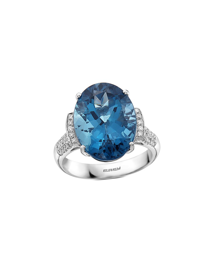 Effy Fine Jewelry 14k 11.77 Ct. Tw. Diamond & London Blue Topaz Ring In Metallic