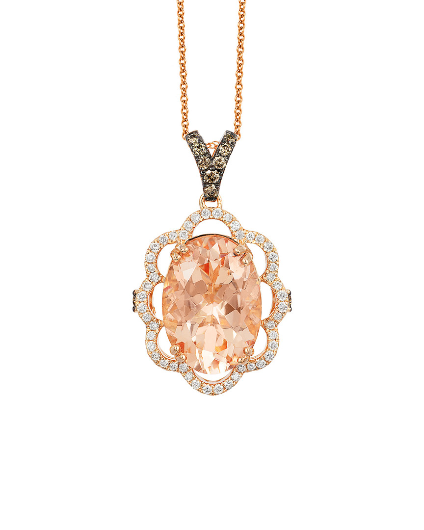 Le Vian 14k Rose Gold 4.81 Ct. Tw. Diamond & Peach Morganite Pendant Necklace