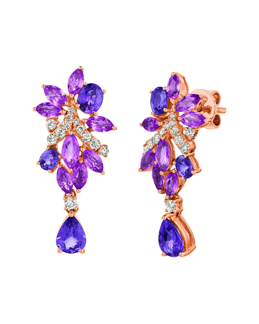 Le Vian 14k Rose Gold 0.41 Ct. Tw. Diamond & Purple Sapphire Earrings