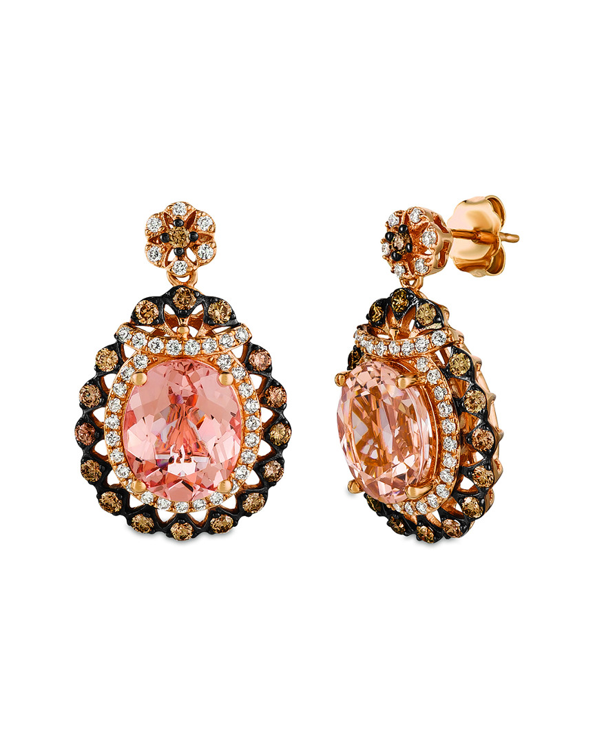 Le Vian 14k Rose Gold 6.22 Ct. Tw. Diamond & Peach Morganite Earrings