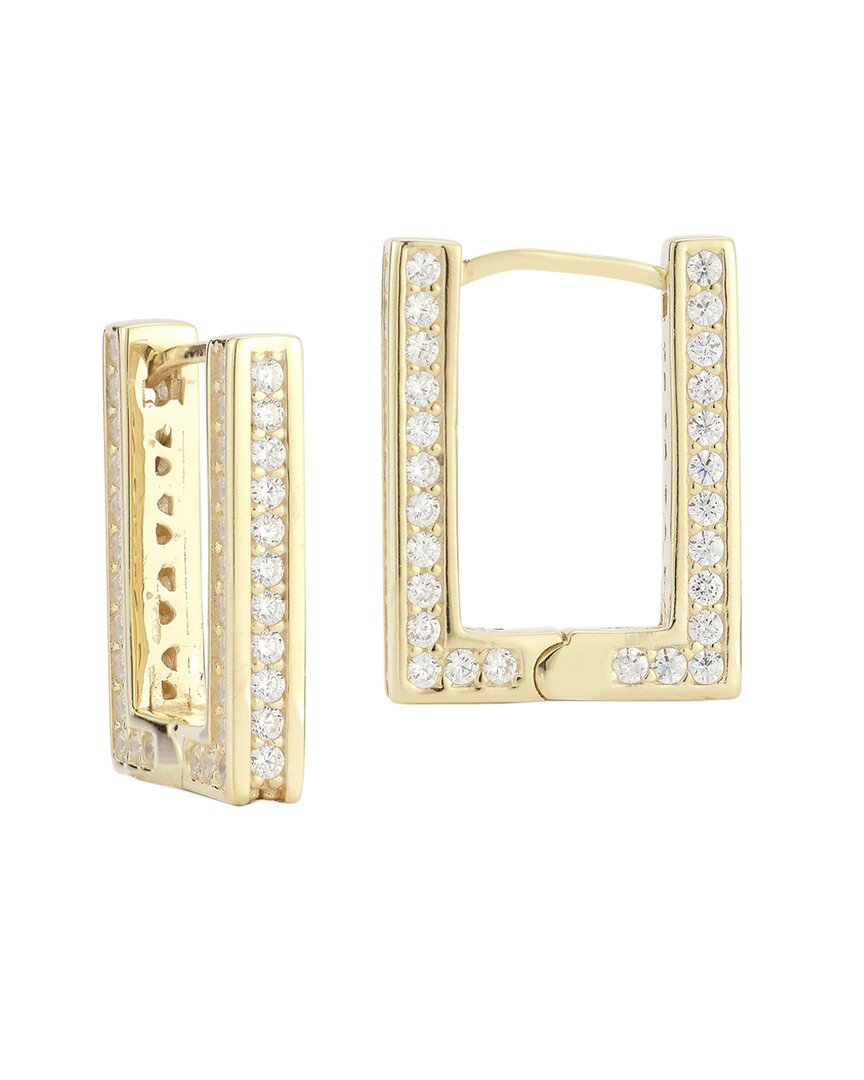 Chloe & Madison Chloe And Madison 14k Over Silver Cz Small Rectangular Bold Hoops