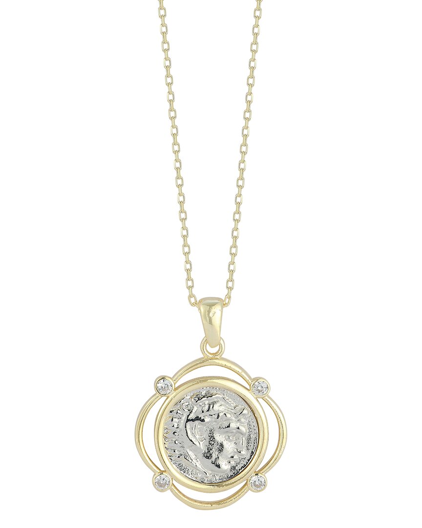 Chloe & Madison Chloe And Madison 14k Over Silver Cz Coin Necklace