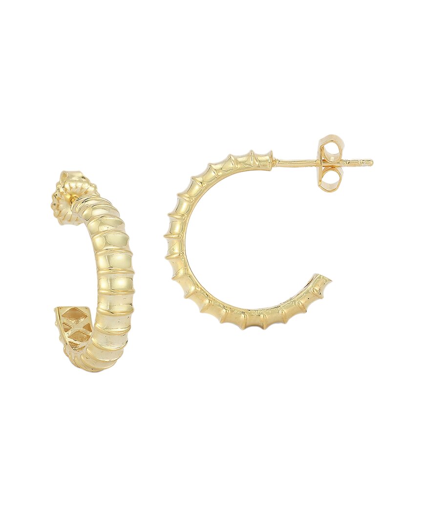 Chloe & Madison Chloe And Madison 14k Over Silver Ribbed Hoops