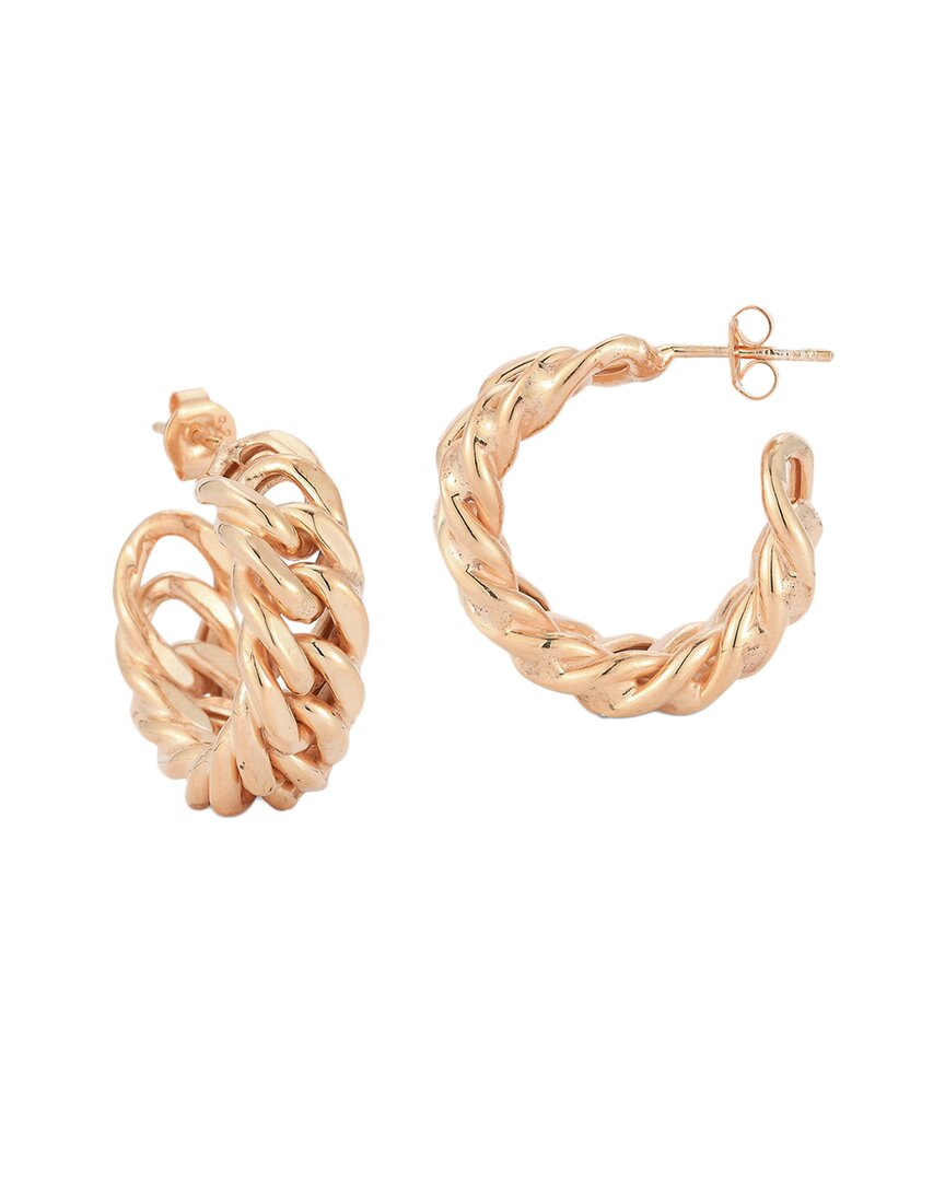 Chloe & Madison Chloe And Madison 14k Rose Gold Vermeil Small Bold Curb Chain Hoops