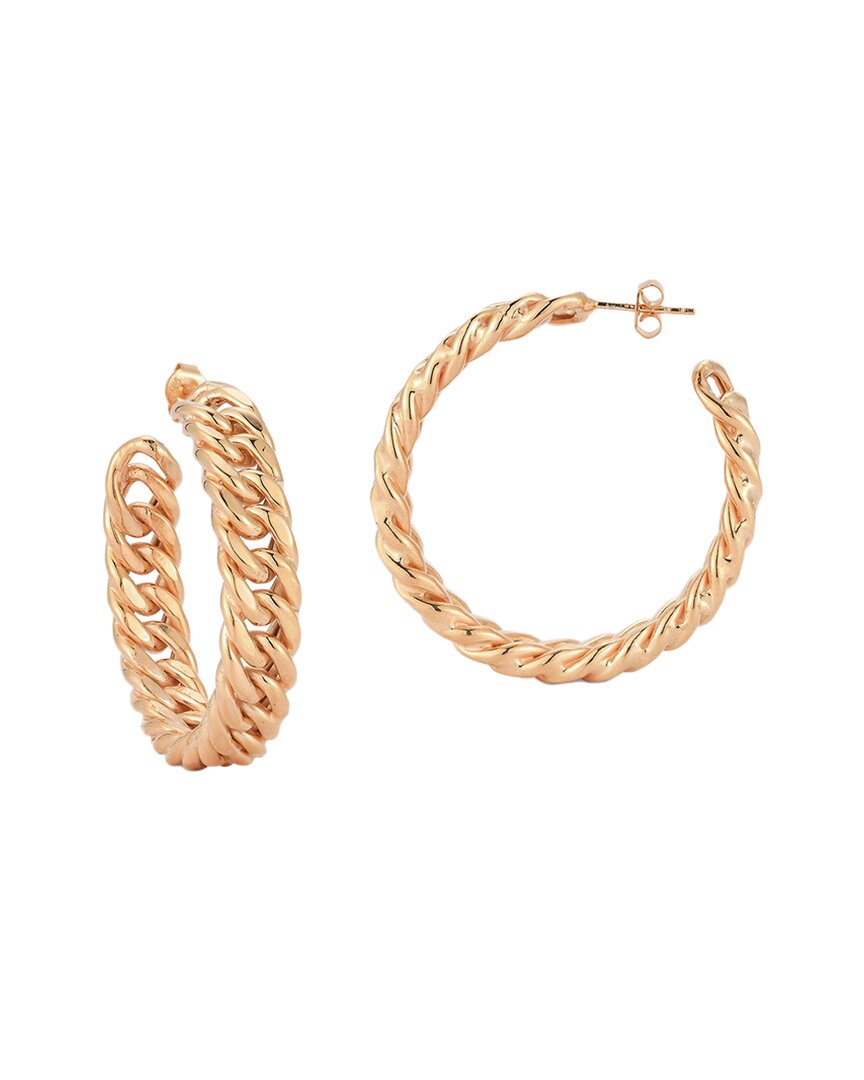 Chloe & Madison Chloe And Madison 14k Rose Gold Vermeil Large Bold Curb Chain Hoops