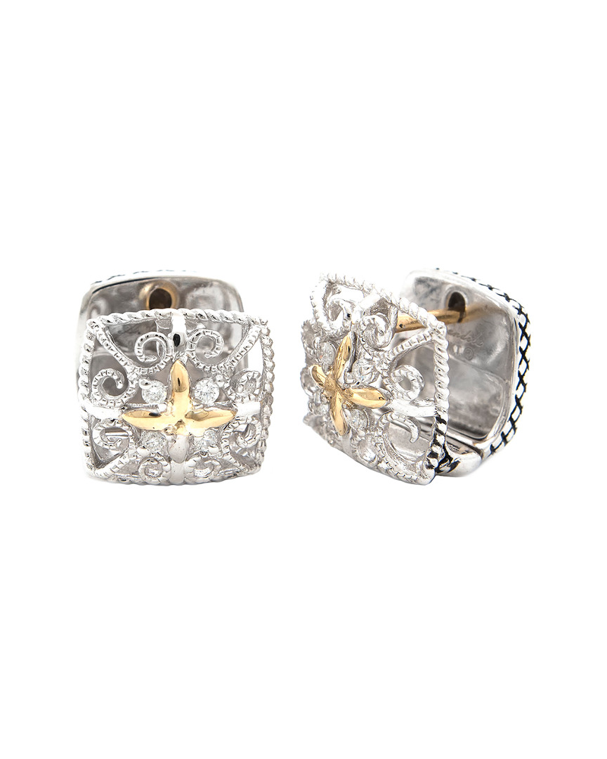 Andrea Candela Andrea Ii 18k & Silver 0.09 Ct. Tw. Diamond Earrings In Metallic