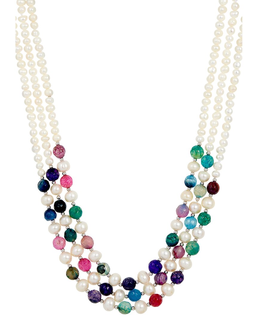 Savvy Cie Silver 4-8mm Pearl Multi-layered Necklace