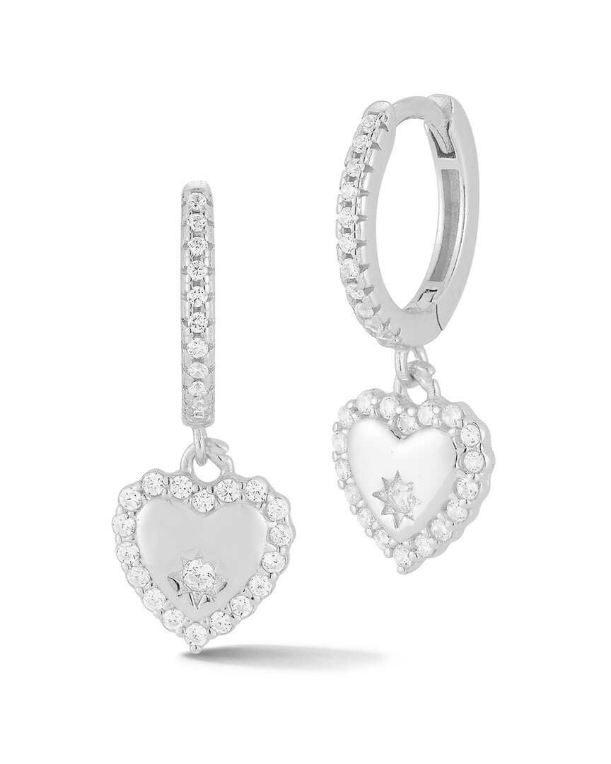 Glaze Jewelry Silver Diamond Cz Heart Hoops