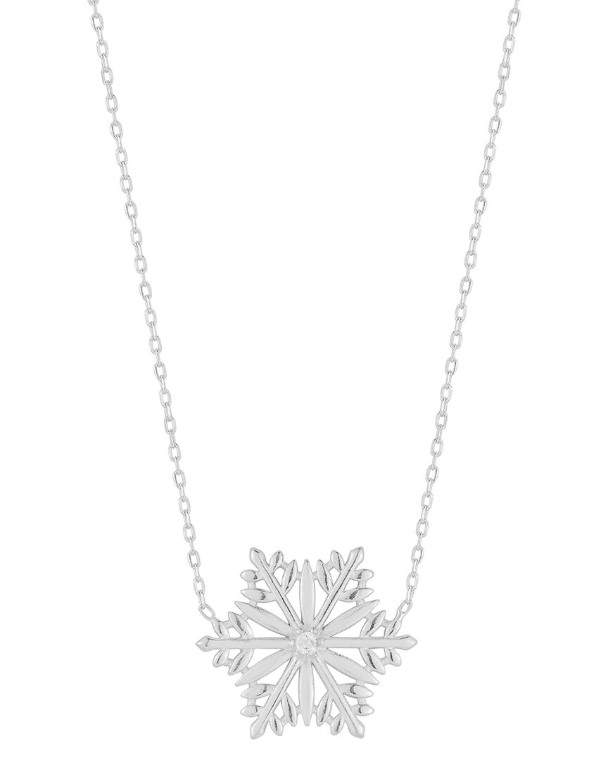Sphera Milano Silver Cz Snowflake Necklace In Metallic