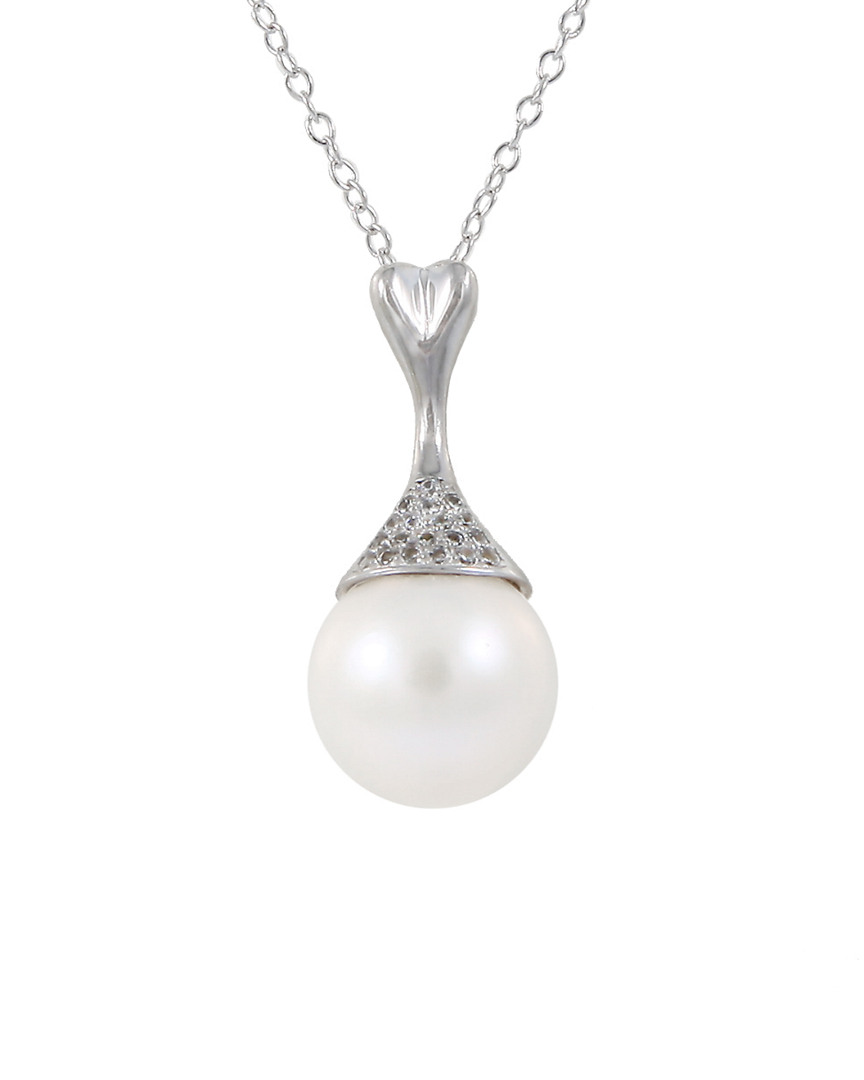 Splendid Pearls Rhodium Plated Silver 10-10.5mm Pearl Necklace