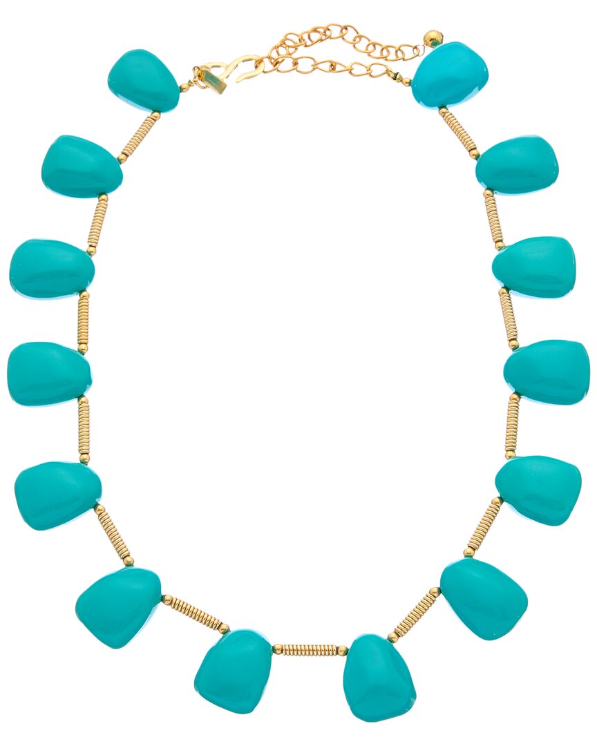 Kenneth Jay Lane Plated Beaded Necklace In Blue