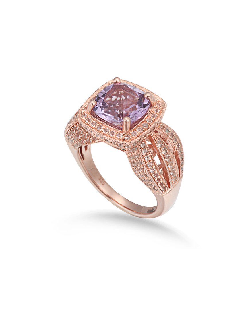 Suzy Levian Rosed Silver 4.59 Ct. Tw. Gemstone Statement Ring In Gold