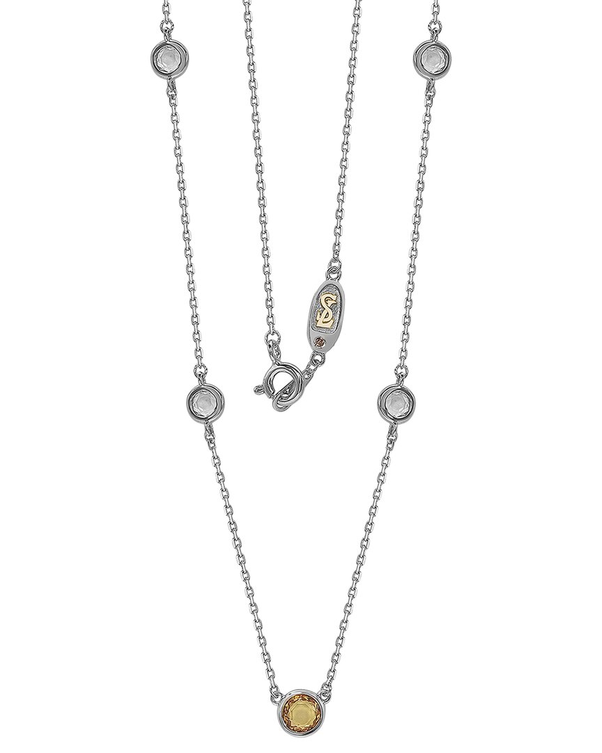 Shop Suzy Levian Silver 0.02 Ct. Tw. Diamond & Sapphire Necklace