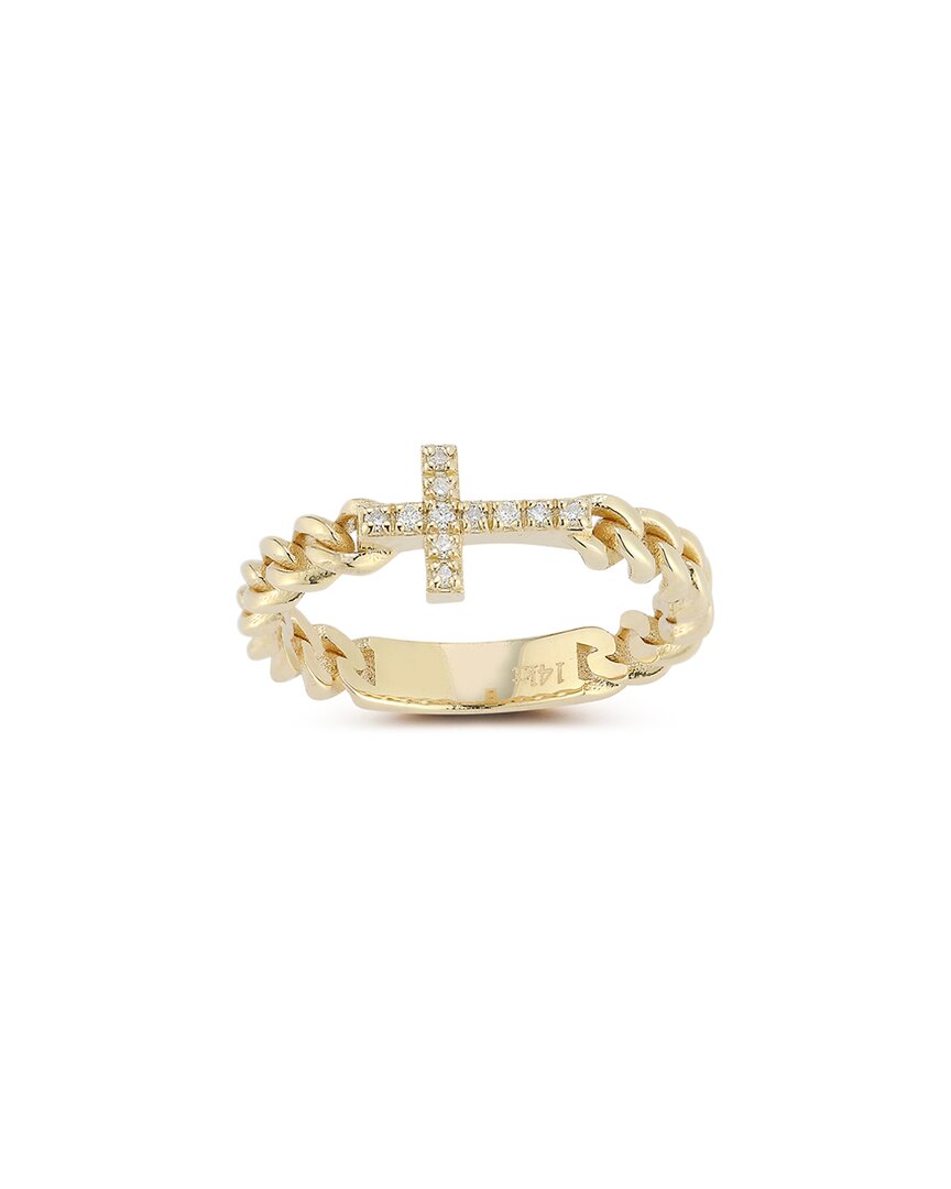 Ember Fine Jewelry 14k Diamond Curb Chain Sideways Cross Ring