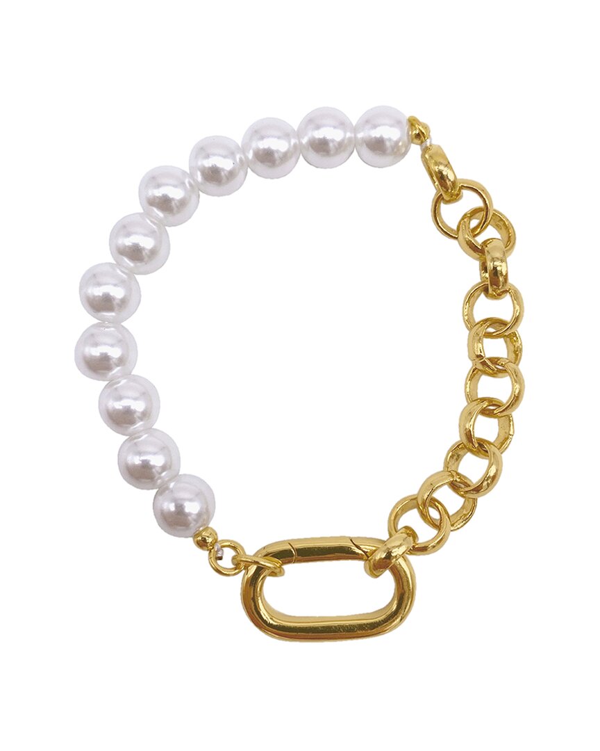 Shop Adornia 14k Plated 10mm Pearl Half & Half Bracelet