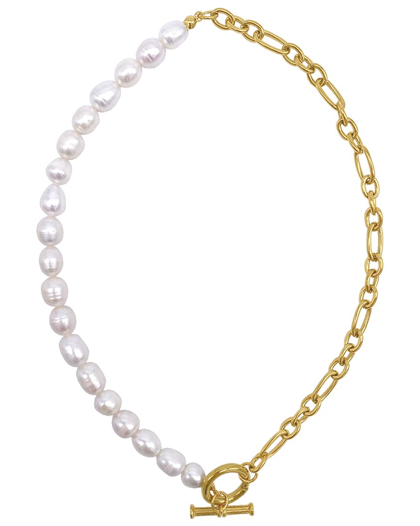 Adornia 14k Plated 10mm Pearl Half & Half Necklace