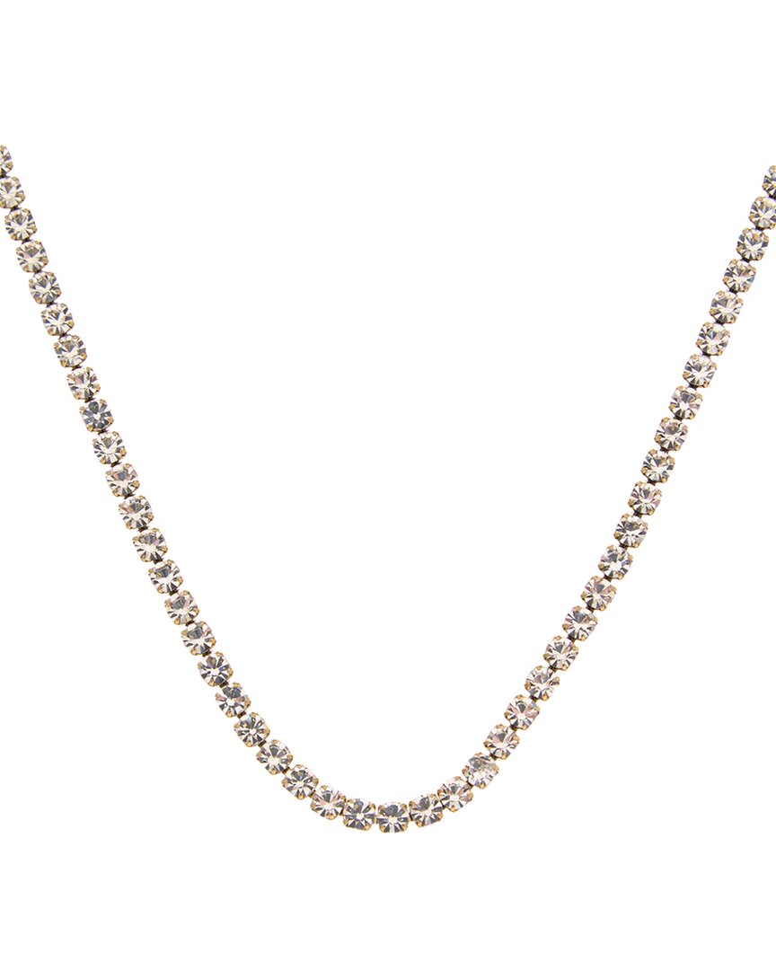 Adornia 14k Plated Crystal Tennis Necklace In Metallic
