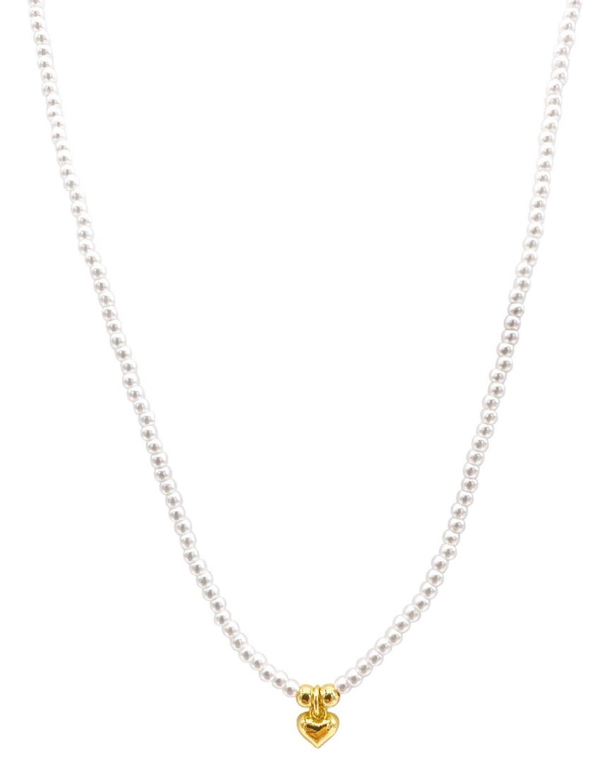 Shop Adornia 14k Plated 2mm Pearl Seed & Heart Charm Necklace
