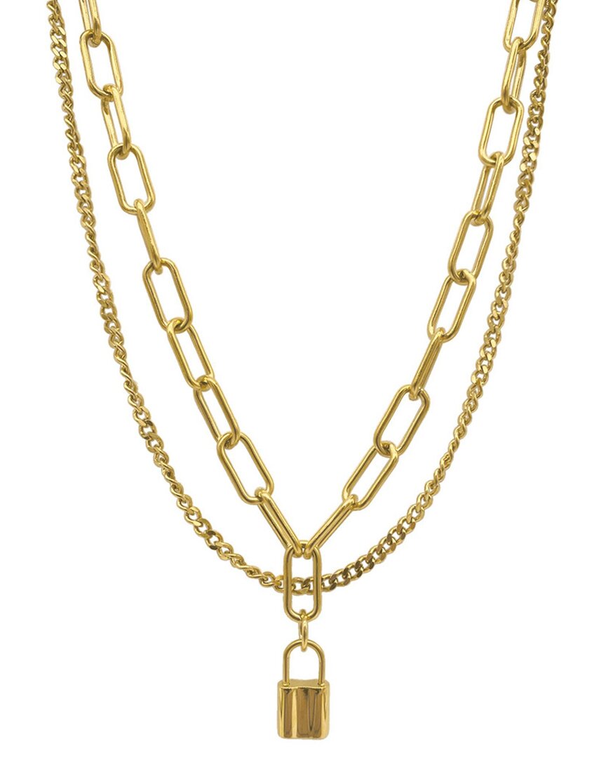 Adornia 14k Plated Layered Curb Paperclip Chain Necklace