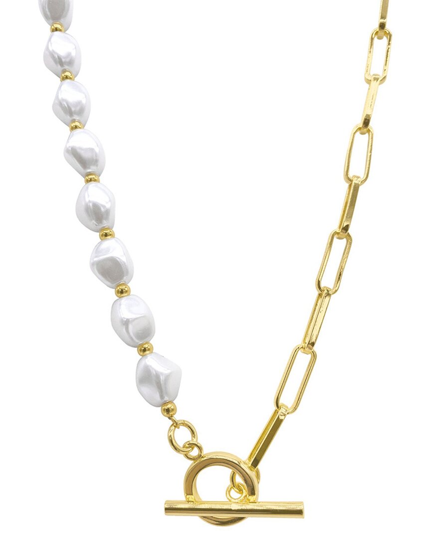Adornia 14k Plated 10mm Pearl Paperclip Chain Necklace