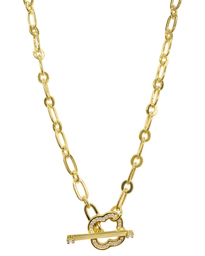 Adornia 14k Plated Crystal Clover Paperclip Chain Necklace