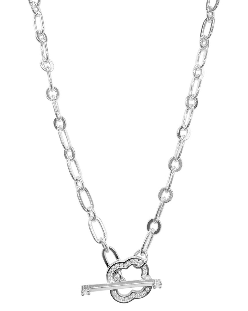 Adornia Crystal Clover Paperclip Chain Necklace