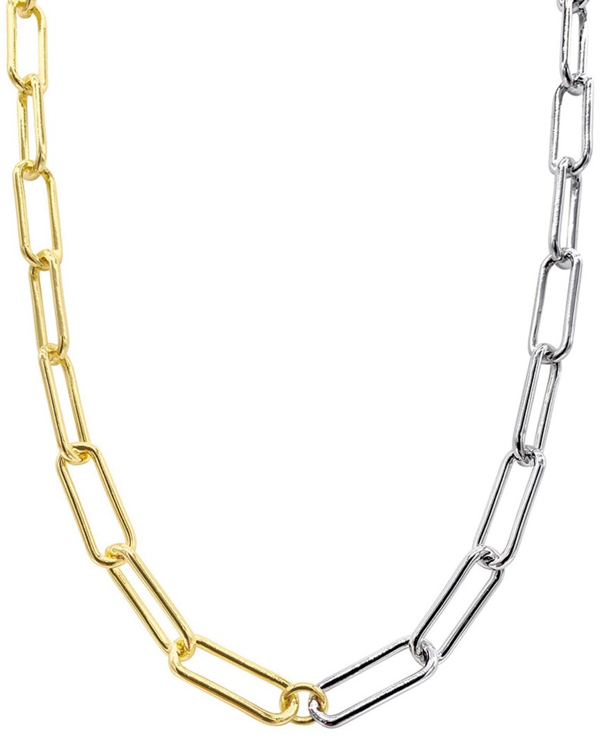 Adornia 14k Plated Mixed Paper Clip Chain Necklace