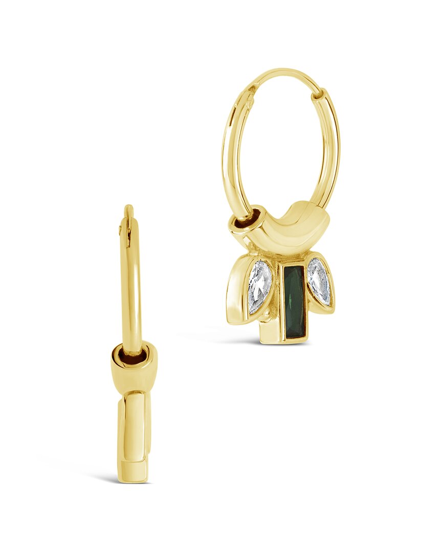 STERLING FOREVER STERLING FOREVER 14K PLATED CZ HELENA HOOPS