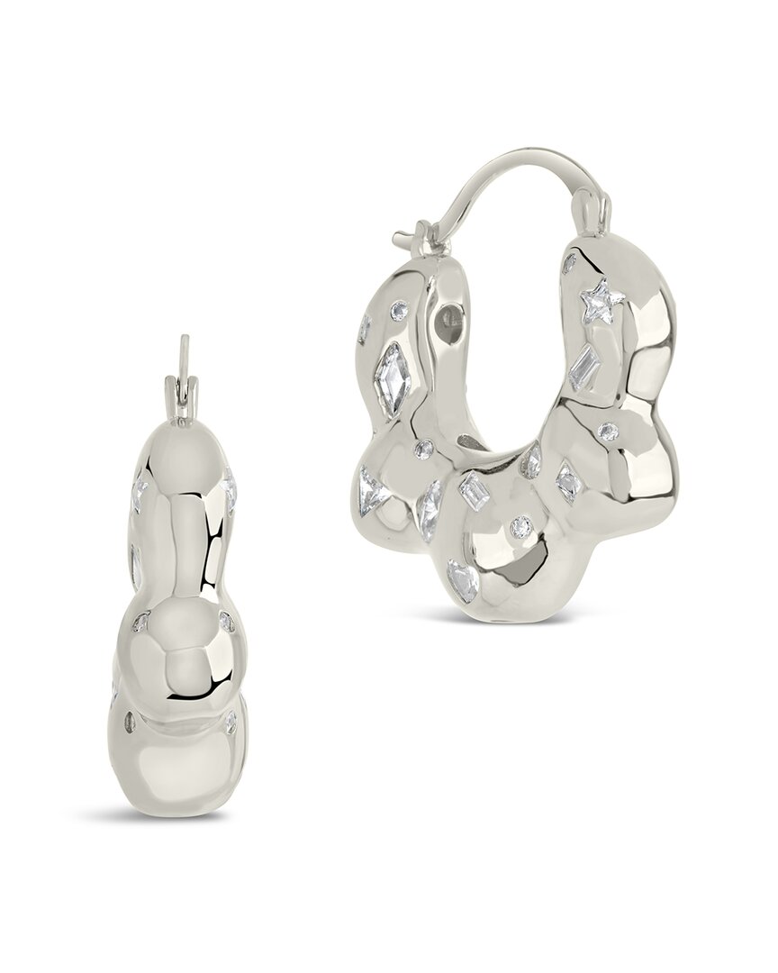 Sterling Forever Cubic Zirconia Tari Hoop Earrings