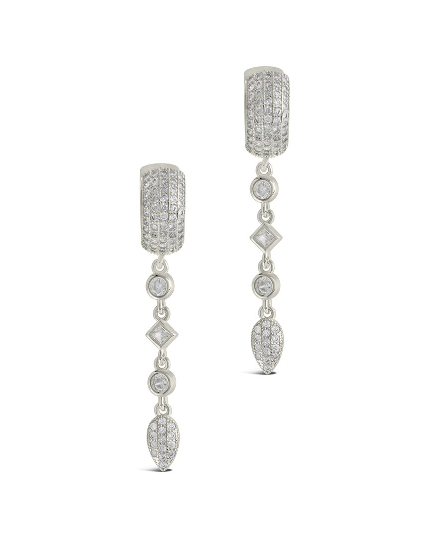 Sterling Forever Malin Cz Drop Hoop Earrings