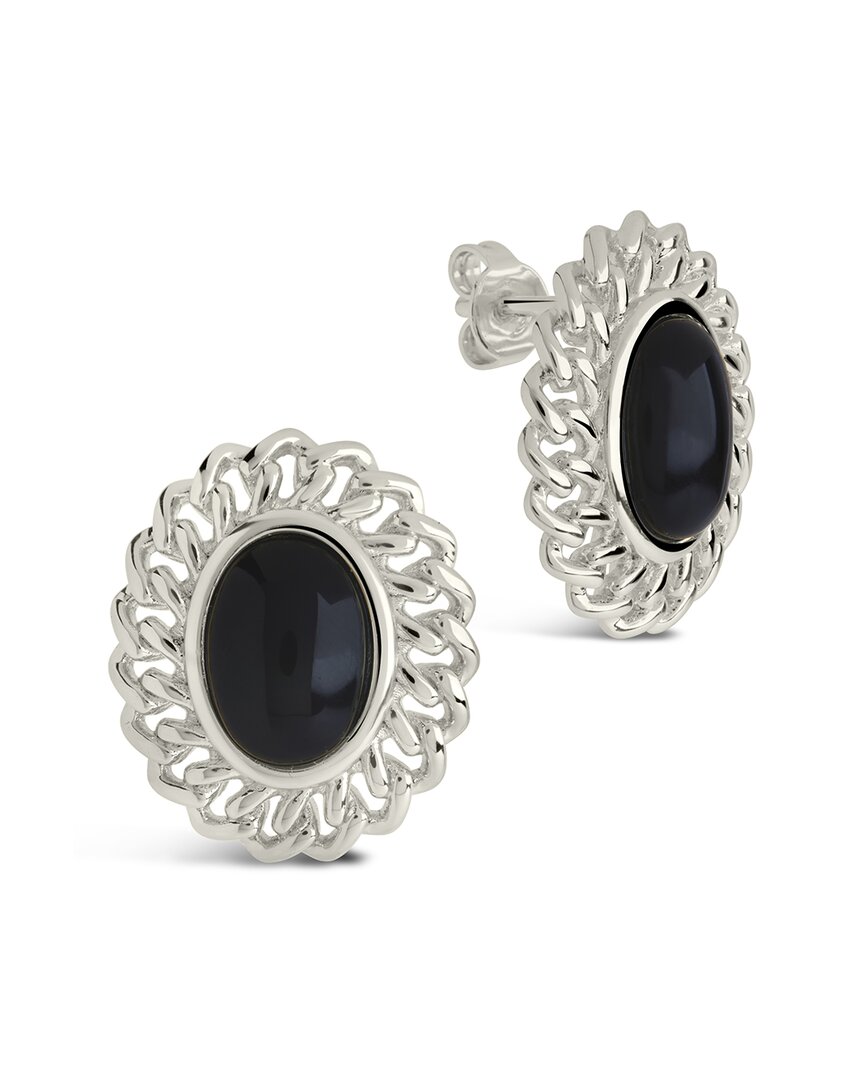 STERLING FOREVER STERLING FOREVER ONYX AINSLEY STUDS