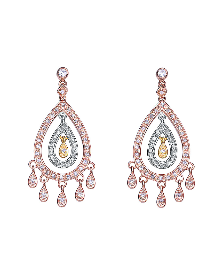 Genevive Tri-color Gold Over Silver Earrings