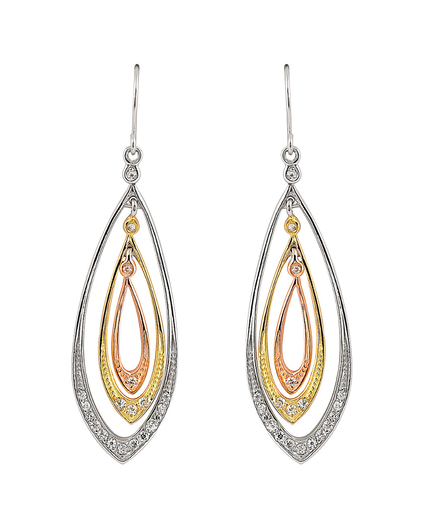 Genevive Tri-color Gold Over Silver Earrings