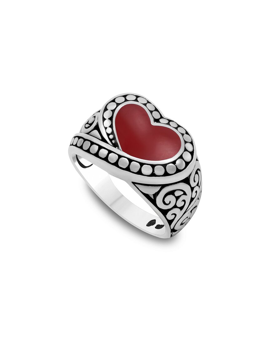 Shop Samuel B. Silver 3.70 Ct. Tw. Coral Heart Ring