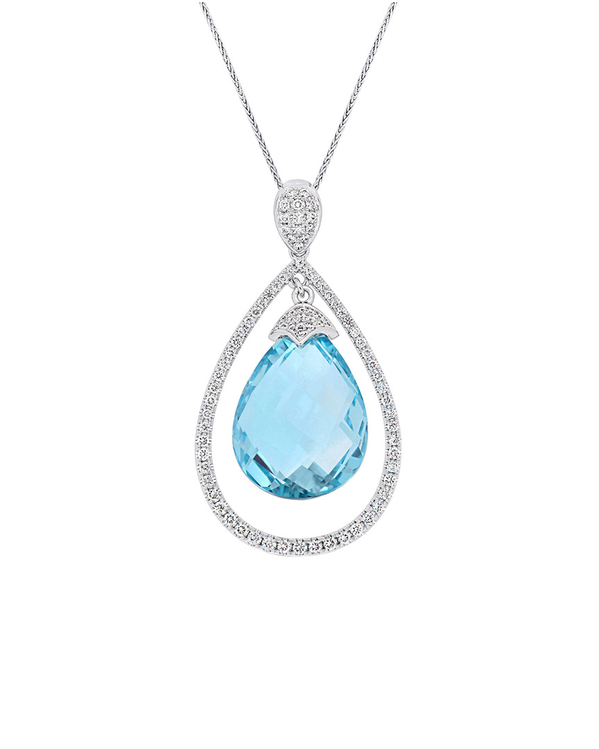 Image of K . ct. tw. Diamond & Sky Blue Topaz Pendant Necklace