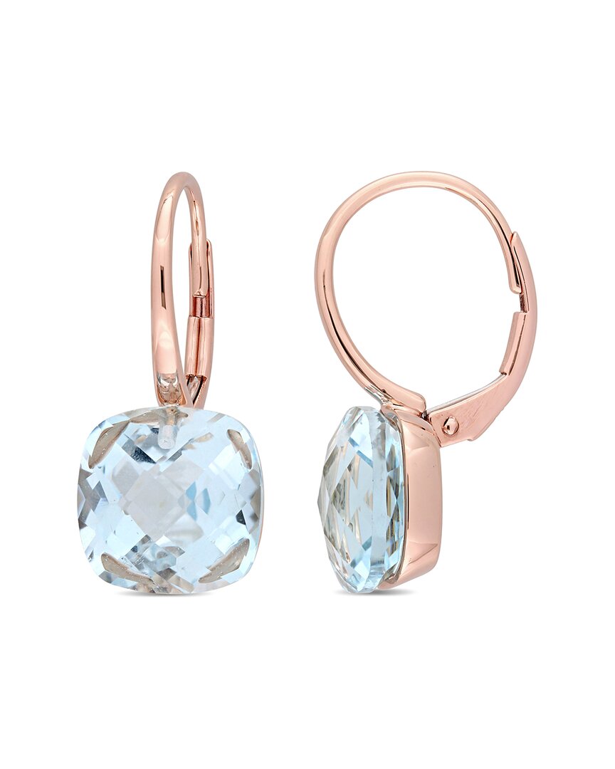 Diamond Select Cuts 14k Rose Gold 10.50 Ct. Tw. & Sky Blue Topaz Earrings