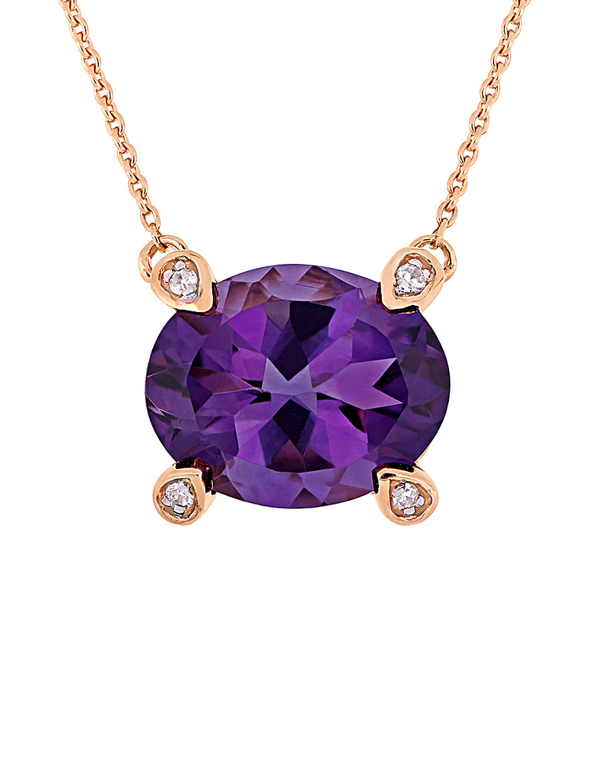 Rina Limor 10k Rose Gold 2.42 Ct. Tw. Diamond & African Amethyst Station Necklace