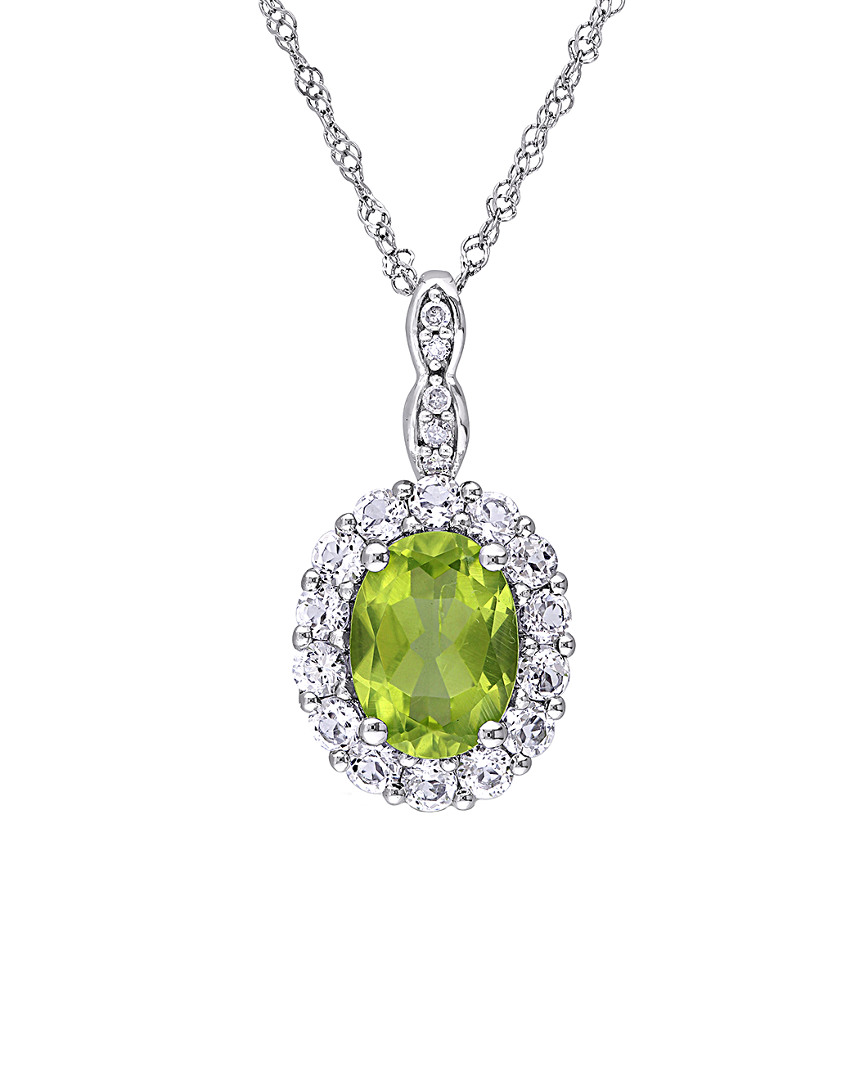 Rina Limor 14k White Gold 1.99 Ct. Tw. Diamond & Gemstone Pendant Necklace