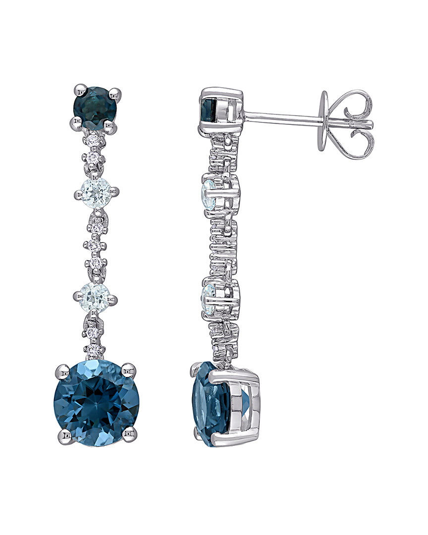 Rina Limor 14k 4.03 Ct. Tw. Diamond & London Blue Topaz Dangle Earrings