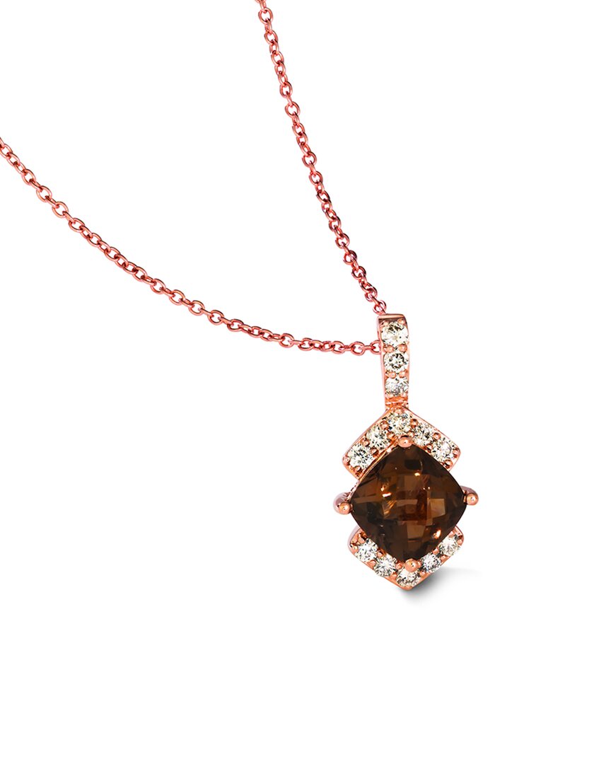 Le Vian ® 14k Strawberry Gold 1.59 Ct. Tw. Diamond & Smoky Quartz Pendant Necklace