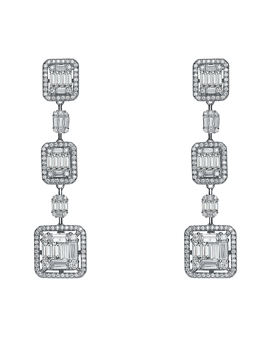 Genevive Silver Cz Drop Earrings In Metallic